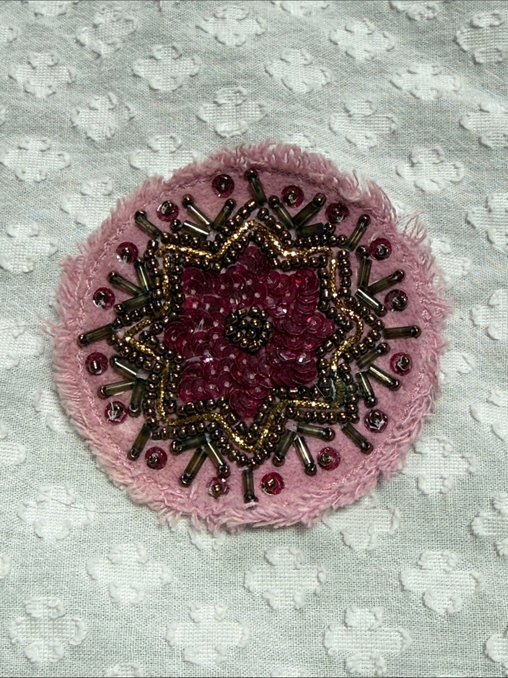 GAP Fabric Beaded Brooch